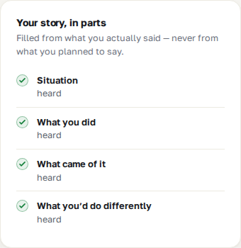 The story spine fills in from what was actually said